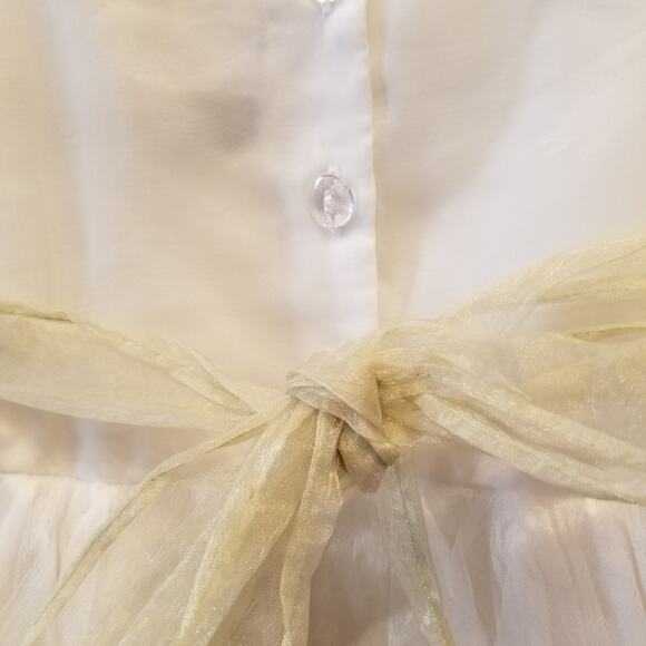 Y.K.I Ivory Tuille Dress & Matching Hat Short Sleeve Pullover Girl Sz M 9 Months - Picture 8 of 14